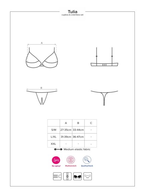 Wycięte stringi stanik sex komplet obsessive l/xl
