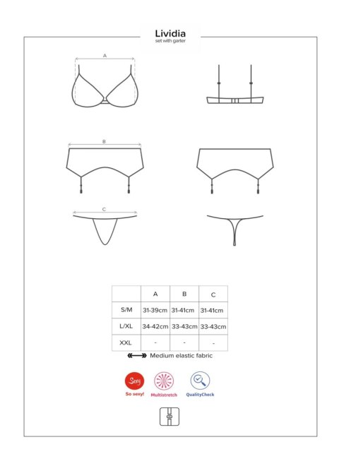 Biustonosz pas stringi sex komplet obsessive s/m