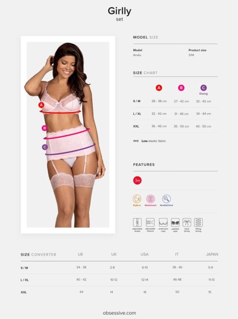 Erotyczny komplet pas stanik stringi obsessive s/m