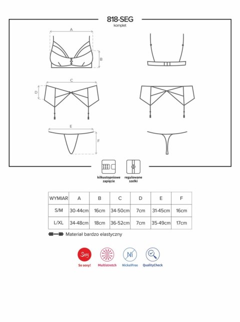 Komplet pas stringi sex biustonosz 818-seg-1 l/xl