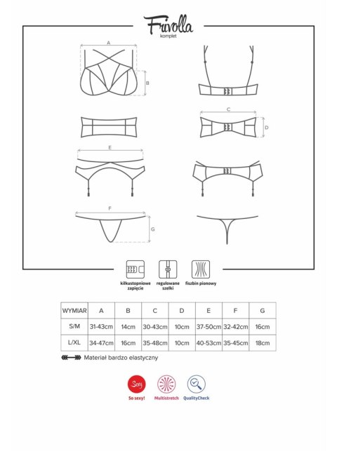Biustonosz pas stringi sex komplet obsessive l/xl