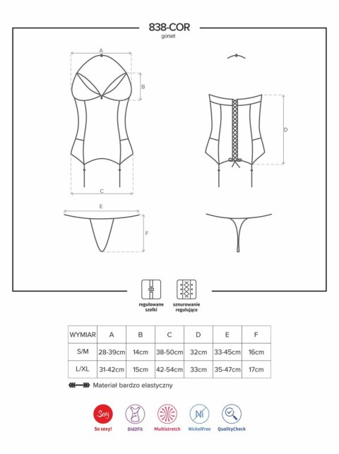 Czerwony gorset stringi sex komplet obsessive l/xl