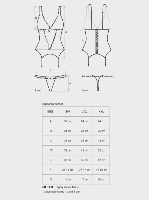 Gorset stringi czarny sex komplet obsessive s/m