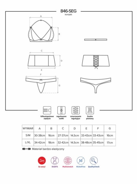 Komplet koronka stanik pas stringi obsessive lxl