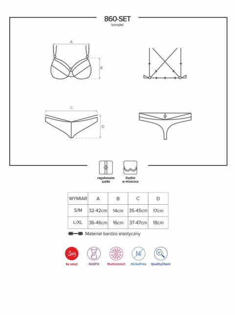 Komplet stringi biustonosz fiszbiny 860-set-1 l/xl